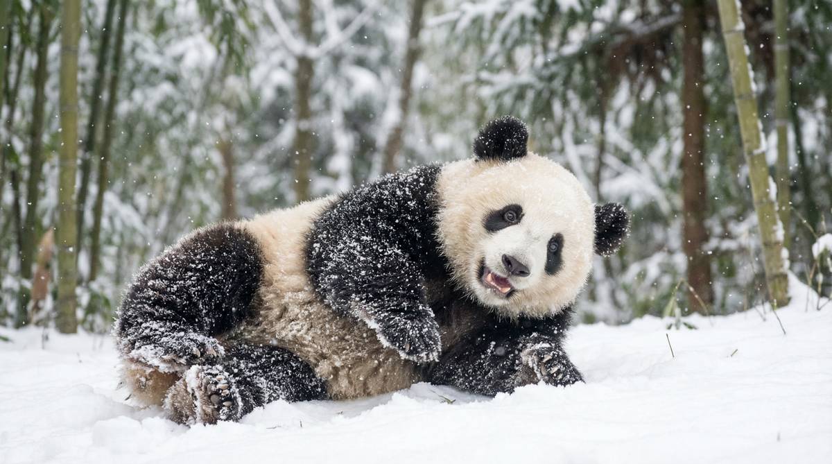 91熊猫雪地嬉戏视频